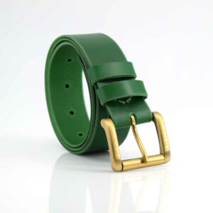 Ceinture verte en cuir avec boucle à "Rouleau" - couleur vert sapin