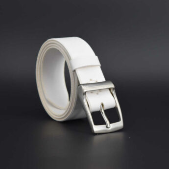 Ceinture blanche en cuir avec boucle "Constance" - larg. 3,5 cm