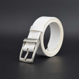 Ceinture blanche en cuir avec boucle "Constance" - larg. 3,5 cm