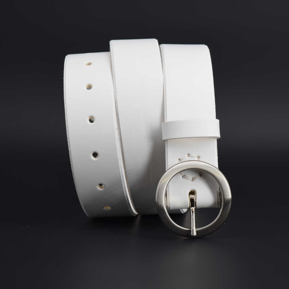 Ceinture blanche pour femme en cuir « Pietra » – larg. 3,5 cm