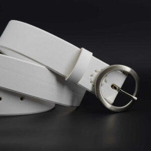 Ceinture blanche en cuir "Pietra" - ceinture pour femme, larg. 3,5 cm