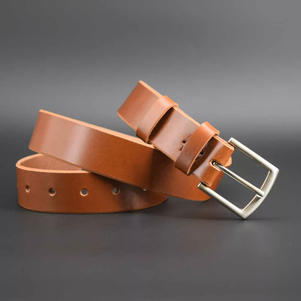 Ceinture en cuir marron clair "Glenn" - couleur Camel