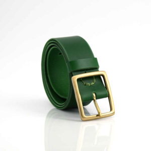 Ceinture verte en cuir avec boucle "Malia" - larg. 3,5 cm