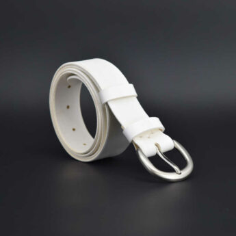 Ceinture blanche pour femme en cuir "Carmen" - larg. 3,5 cm