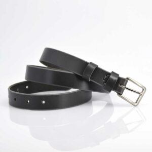 Ceinture fine en cuir gris "Ava" - Larg. 2,5 cm