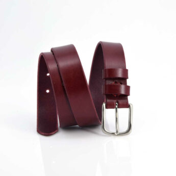Ceinture en cuir rouge Bordeaux "Nina" - Larg. 3 cm