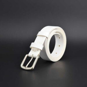 Ceinture blanche, fine, en cuir "Iris" - Larg. 3 cm