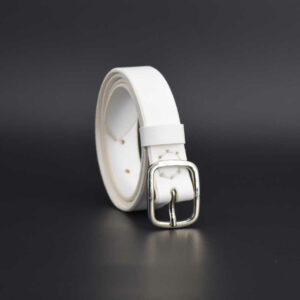 Ceinture blanche, fine, en cuir "Nora" - Larg. 2,5 cm