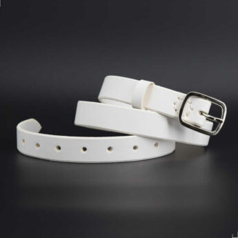 Ceinture blanche, fine, en cuir "Nora" - Larg. 2,5 cm