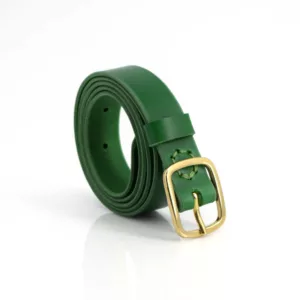 Ceinture fine pour femme, en cuir vert sapin "Tamara" - larg. 2,5 cm