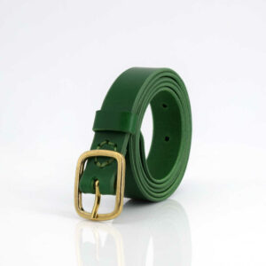 Ceinture fine pour femme, en cuir vert sapin "Tamara" - larg. 2,5 cm