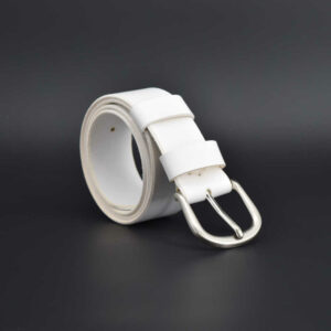 Ceinture blanche, large, en cuir de vachette pleine fleur - "Diana"