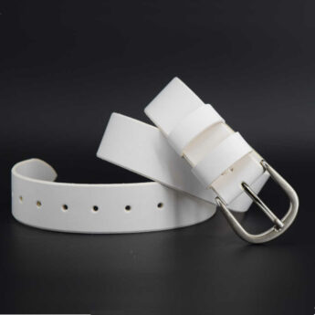 Ceinture blanche, large, en cuir de vachette pleine fleur - "Diana"