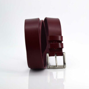 Ceinture rouge Bordeaux à rouleau en cuir "Morgane"