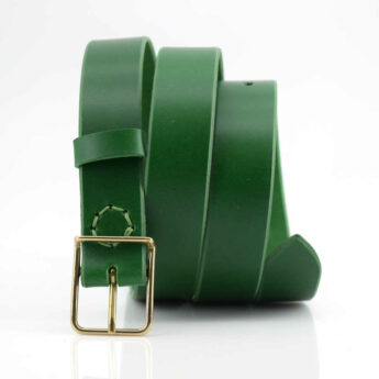 Ceinture en cuir vert sapin avec boucle "Sydney" - larg. 3,5 cm
