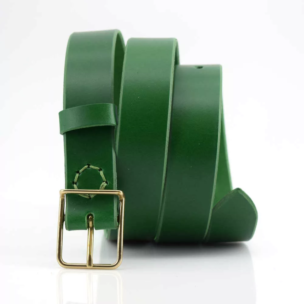 Ceinture en cuir vert sapin avec boucle "Sydney" - larg. 3,5 cm