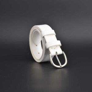 Ceinture blanche, fine, en cuir "Mélodie" - larg. 3 cm