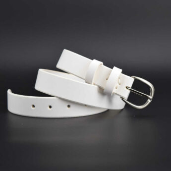 Ceinture blanche, fine, en cuir "Mélodie" - larg. 3 cm