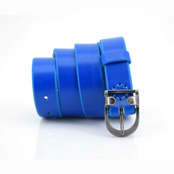 Ceinture fine en cuir bleu "Petite Oreille" - larg. 3 cm