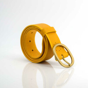Ceinture jaune en cuir "Armel" - larg. 3,5 cm