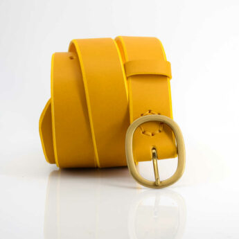 Ceinture jaune en cuir "Armel" - larg. 3,5 cm