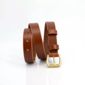 Ceinture fine marron clair en cuir "Charlotte" - Larg. 2,5 cm