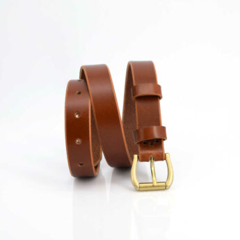 Ceinture fine marron clair en cuir "Charlotte" - Larg. 2,5 cm