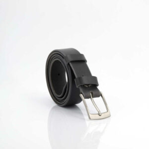 Ceinture fine en cuir gris "Owen" - Larg. 3 cm