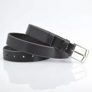 Ceinture fine en cuir gris "Owen" - Larg. 3 cm