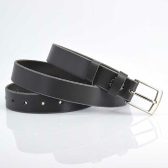 Ceinture fine en cuir gris "Owen" - Larg. 3 cm