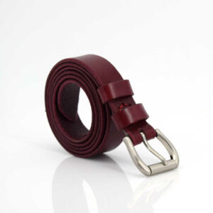 Ceinture fine pour femme en cuir rouge Bordeaux - Maryam