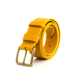 Ceinture large en cuir jaune "Daphné"