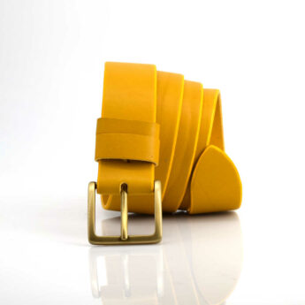 Ceinture large en cuir jaune "Daphné"