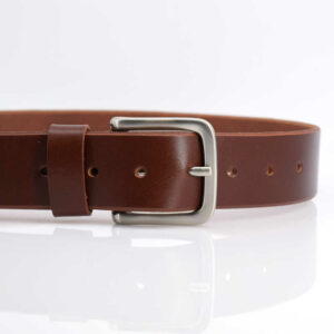 Ceinture homme, large, en cuir marron fauve "Virgile"