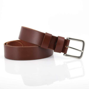 Ceinture homme, large, en cuir marron fauve "Virgile"