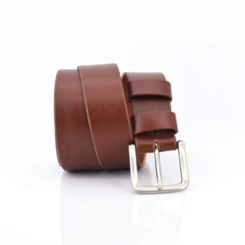 Ceinture homme, large, en cuir marron fauve "Virgile"