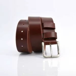 Ceinture homme, large, en cuir marron fauve "Virgile"