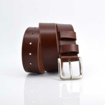 Ceinture homme, large, en cuir marron fauve "Virgile"