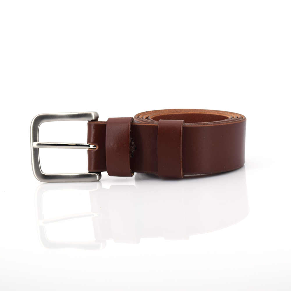 Ceinture homme, large, en cuir marron fauve « Virgile »