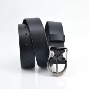 Ceinture large en cuir noir "Elwis"