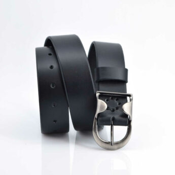 Ceinture large en cuir noir "Elwis"