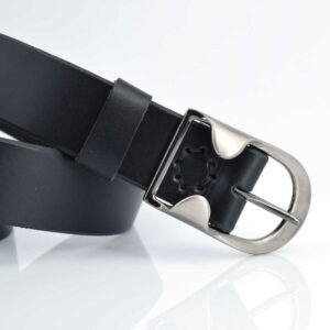 Ceinture large en cuir noir "Elwis"