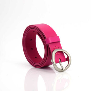Ceinture rose en cuir "Rania" - larg. 3,5 cm