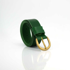 Ceinture verte en cuir avec boucle "Sidonie" - larg. 3,5 cm
