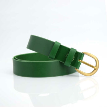 Ceinture verte en cuir avec boucle "Sidonie" - larg. 3,5 cm