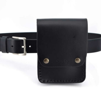 Pochette noire en cuir pour ceinture "Grand Albin"