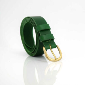Ceinture fine en cuir vert sapin "Athena" - larg. 3 cm