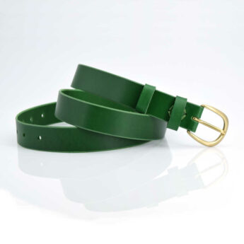 Ceinture fine en cuir vert sapin "Athena" - larg. 3 cm