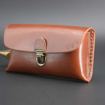 Pochette en cuir à mettre à la ceinture, marron fauve pour smartphone ou autres