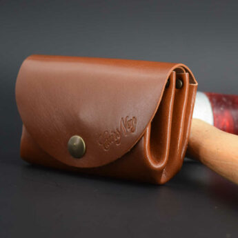 Porte Monnaie "Grand Mère" en cuir marron Camel - 3 poches
